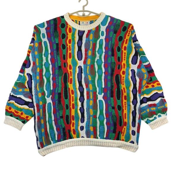 Vintage 90s COOGI Australia Men's Sweater Crewneck Multicolor Neon sz XLarge Y2K - Picture 1 of 6